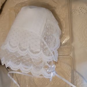 Christening bonnet in box